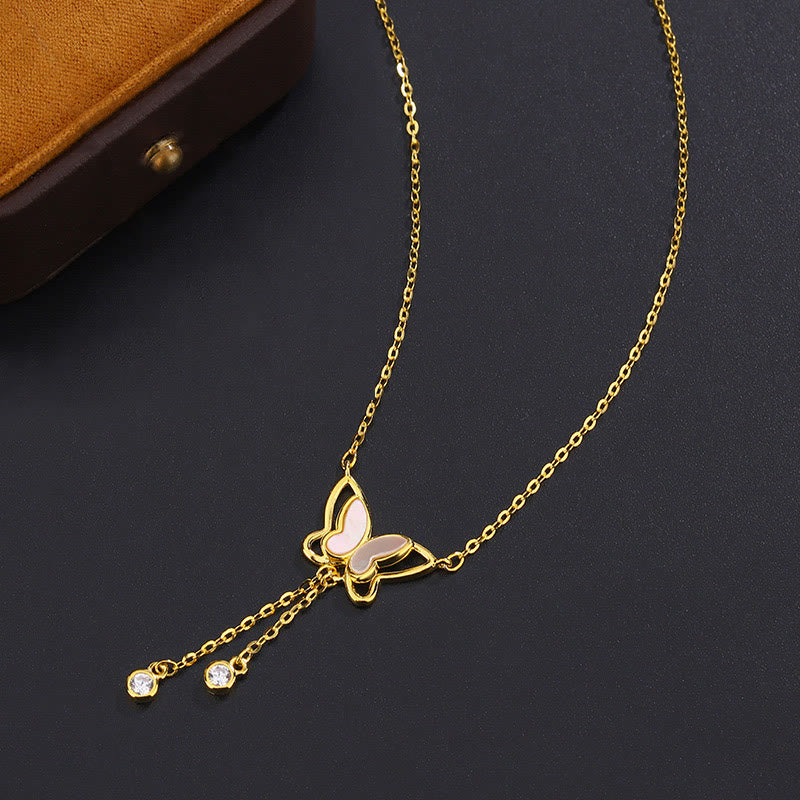 KarmaRipple's 999 Sterling Silver Tridacna Stone Butterfly Calm Pendant Necklace p13