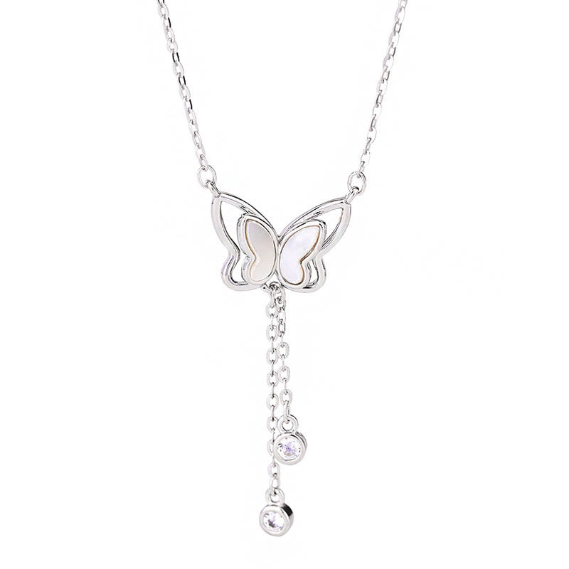 KarmaRipple's 999 Sterling Silver Tridacna Stone Butterfly Calm Pendant Necklace p12