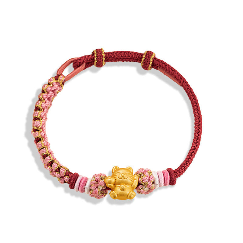 KarmaRipple's Handmade 999 Sterling Silver Fortune Cat Ingot Peach Blossom Luck?Red Rope Bracelet p13