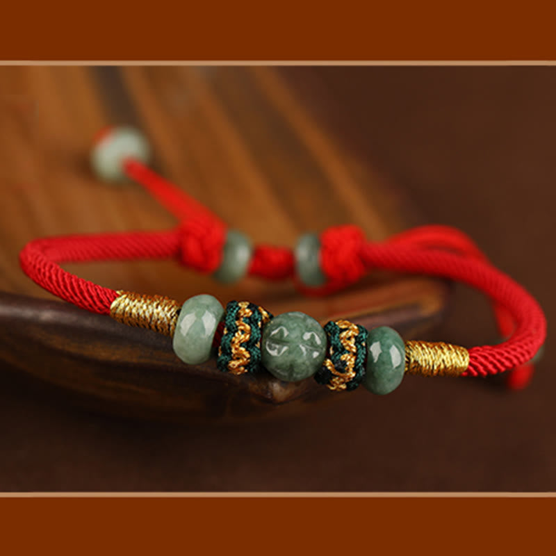 KarmaRipple's Jade Abacus Bead Prosperity Red String Rope Bracelet p16