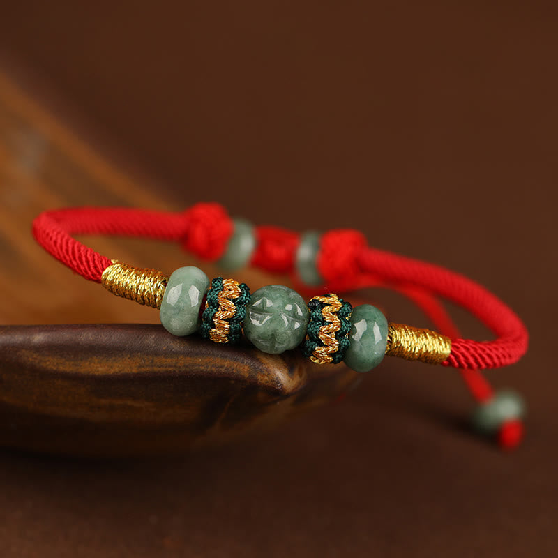 KarmaRipple's Jade Abacus Bead Prosperity Red String Rope Bracelet p1