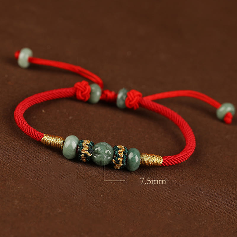 KarmaRipple's Jade Abacus Bead Prosperity Red String Rope Bracelet p17
