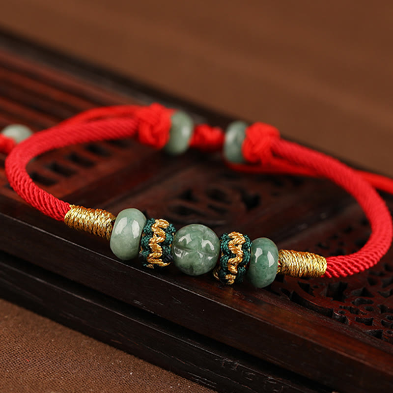 KarmaRipple's Jade Abacus Bead Prosperity Red String Rope Bracelet p2