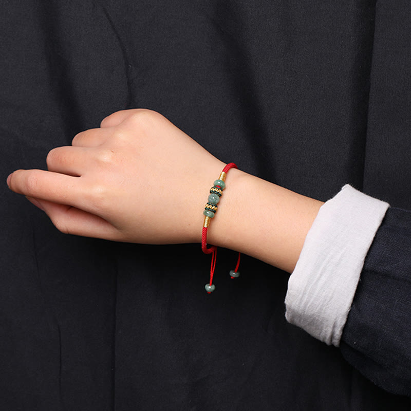 KarmaRipple's Jade Abacus Bead Prosperity Red String Rope Bracelet p9