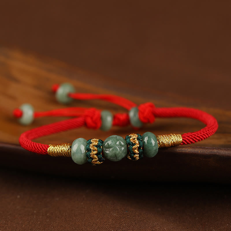 KarmaRipple's Jade Abacus Bead Prosperity Red String Rope Bracelet p14