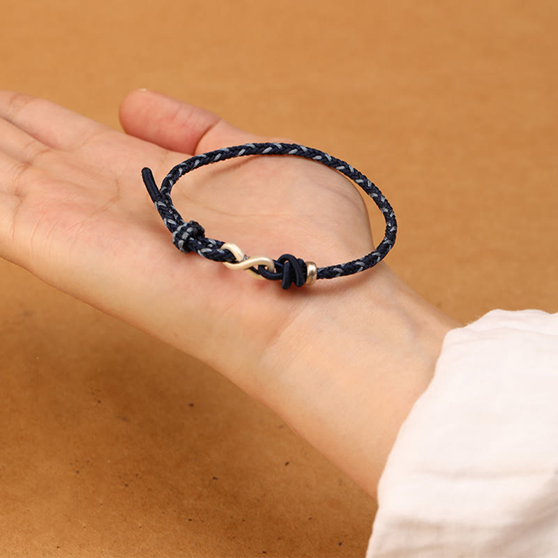 KarmaRipple's Handmade 999 Sterling Silver Endless Weave Infinity Symbol Luck?Rope Bracelet p15