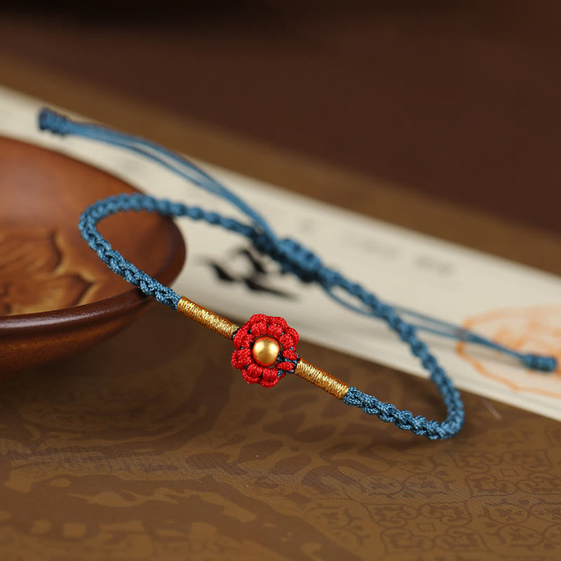 KarmaRipple's 999 Gold Mini Bead Handmade Flower Design Fortune Protection?Rope Bracelet p21