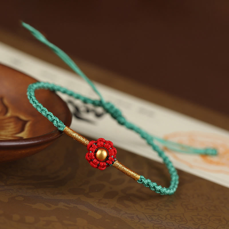 KarmaRipple's 999 Gold Mini Bead Handmade Flower Design Fortune Protection?Rope Bracelet p22