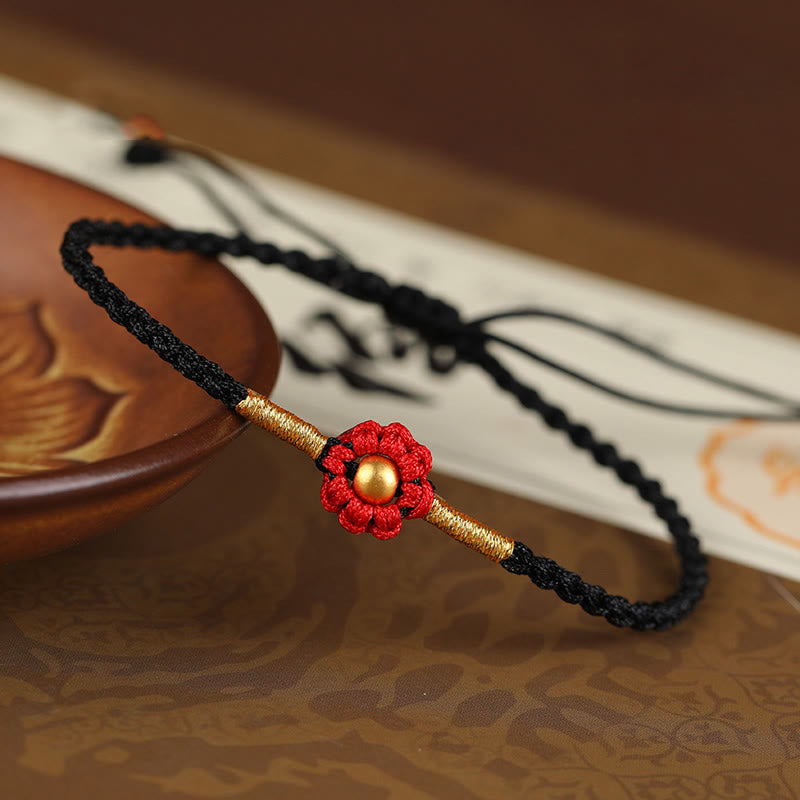KarmaRipple's 999 Gold Mini Bead Handmade Flower Design Fortune Protection?Rope Bracelet p23