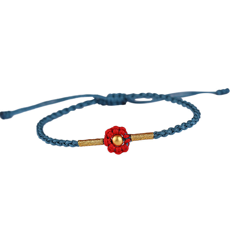 KarmaRipple's 999 Gold Mini Bead Handmade Flower Design Fortune Protection?Rope Bracelet p14