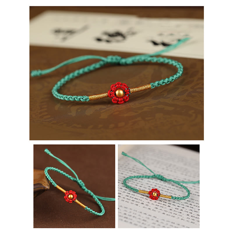 KarmaRipple's 999 Gold Mini Bead Handmade Flower Design Fortune Protection?Rope Bracelet p15
