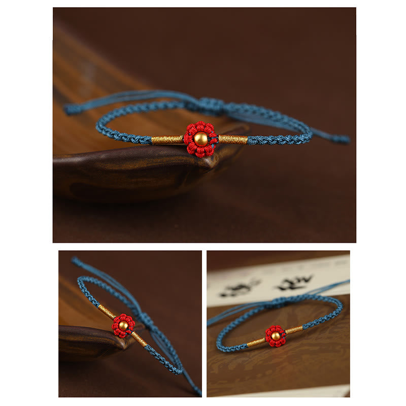KarmaRipple's 999 Gold Mini Bead Handmade Flower Design Fortune Protection?Rope Bracelet p13