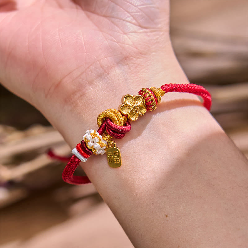 KarmaRipple's Peach Blossom Happiness Talisman Fortune Red String Bracelet p4