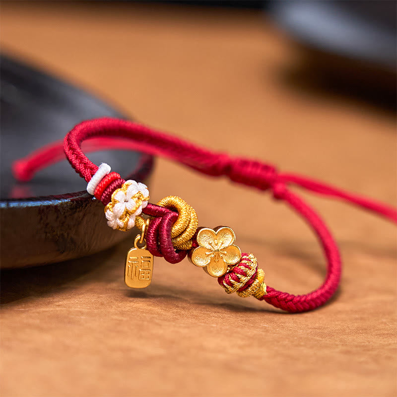 KarmaRipple's Peach Blossom Happiness Talisman Fortune Red String Bracelet p1