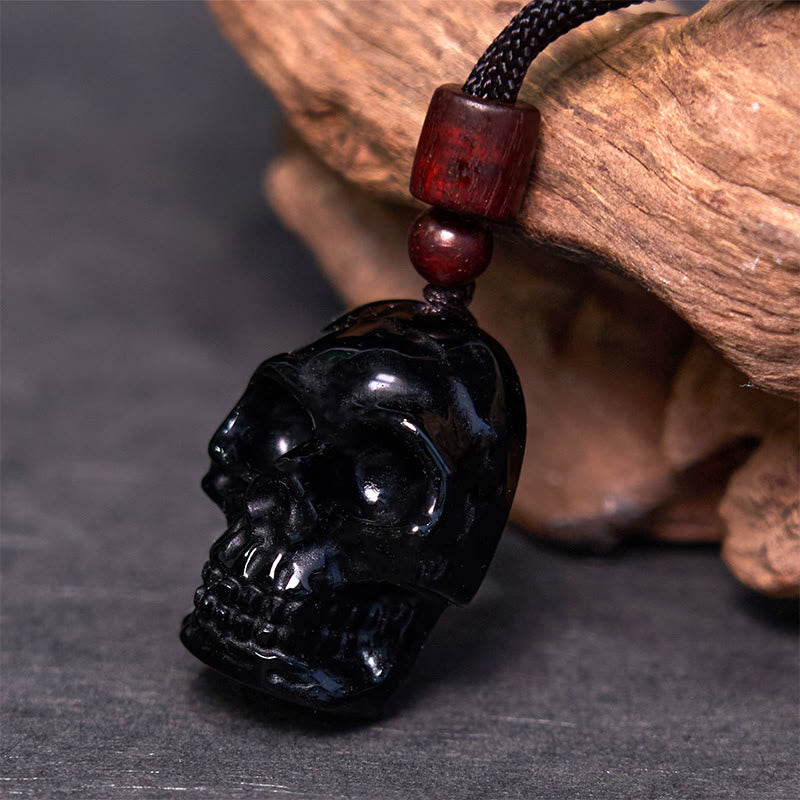 KarmaRipple's Black Obsidian String Skeleton Fulfilment Pendant Necklace p3