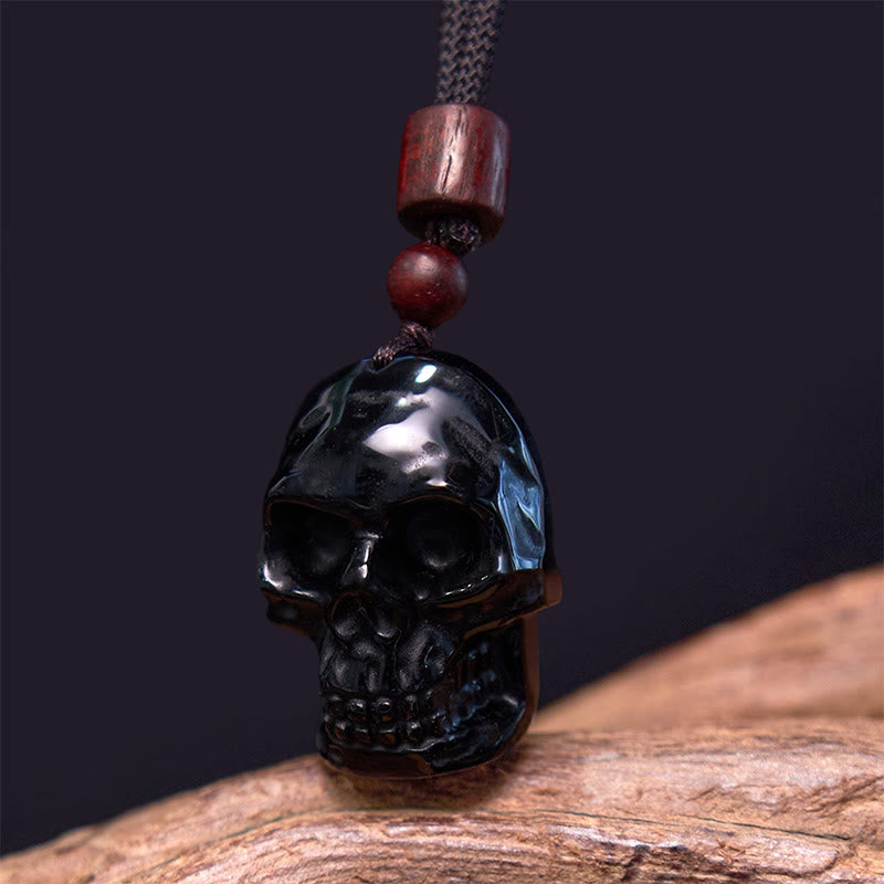 KarmaRipple's Black Obsidian String Skeleton Fulfilment Pendant Necklace p11