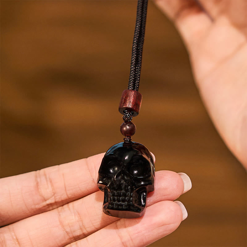 KarmaRipple's Black Obsidian String Skeleton Fulfilment Pendant Necklace p8