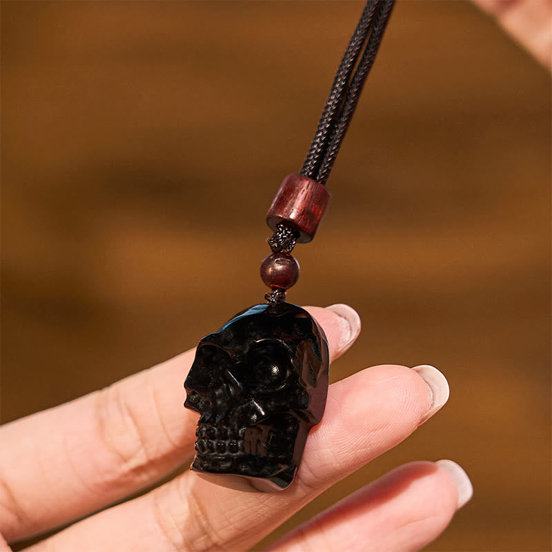 KarmaRipple's Black Obsidian String Skeleton Fulfilment Pendant Necklace p7