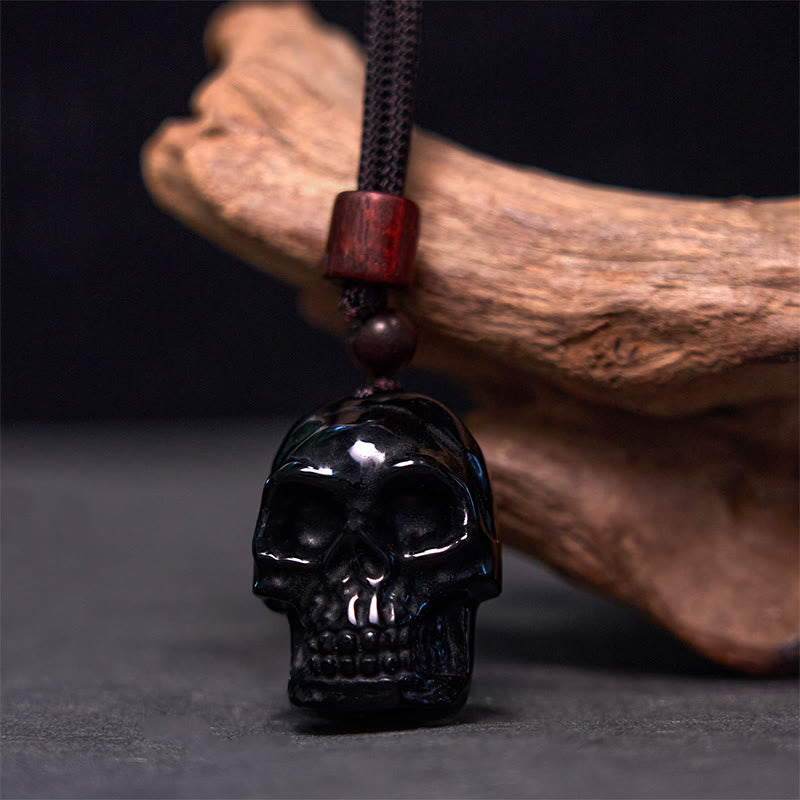 KarmaRipple's Black Obsidian String Skeleton Fulfilment Pendant Necklace p12