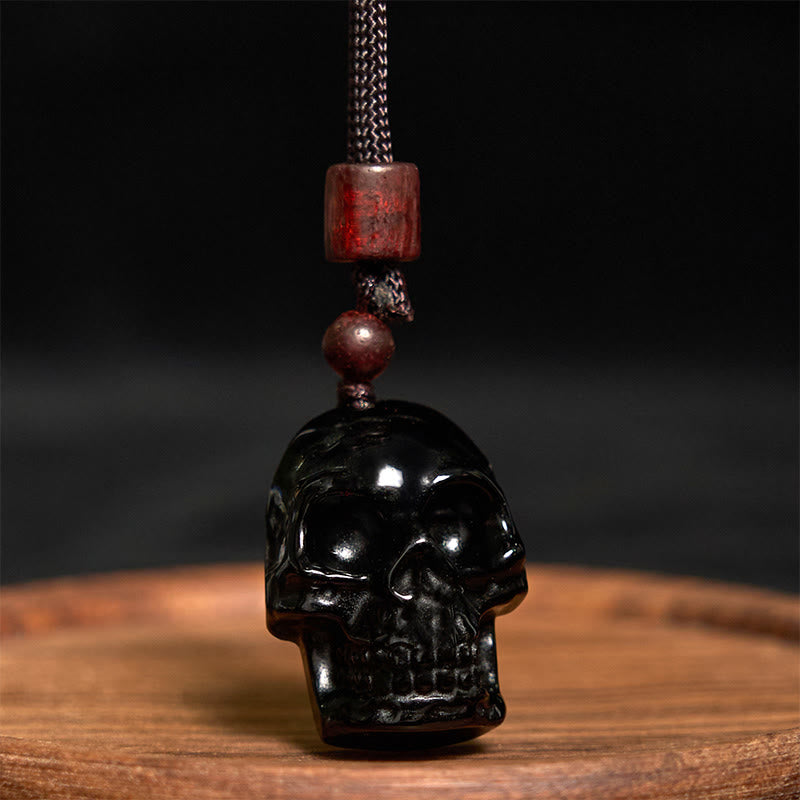 KarmaRipple's Black Obsidian String Skeleton Fulfilment Pendant Necklace p10