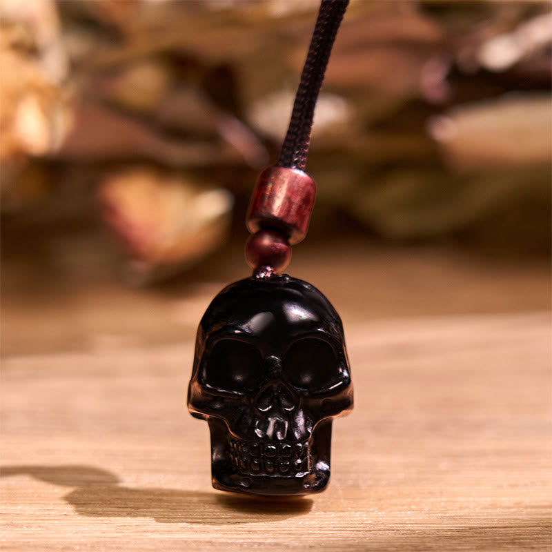 KarmaRipple's Black Obsidian String Skeleton Fulfilment Pendant Necklace p9
