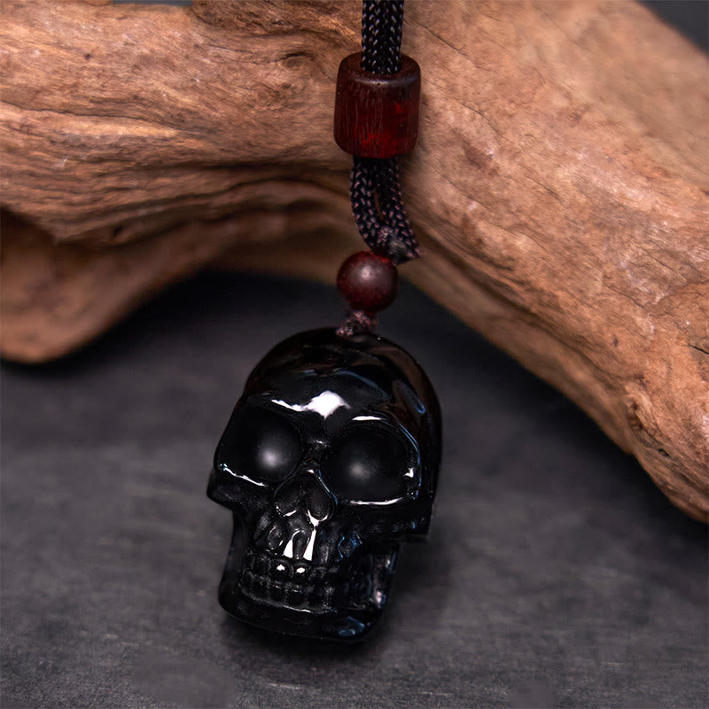 KarmaRipple's Black Obsidian String Skeleton Fulfilment Pendant Necklace p4