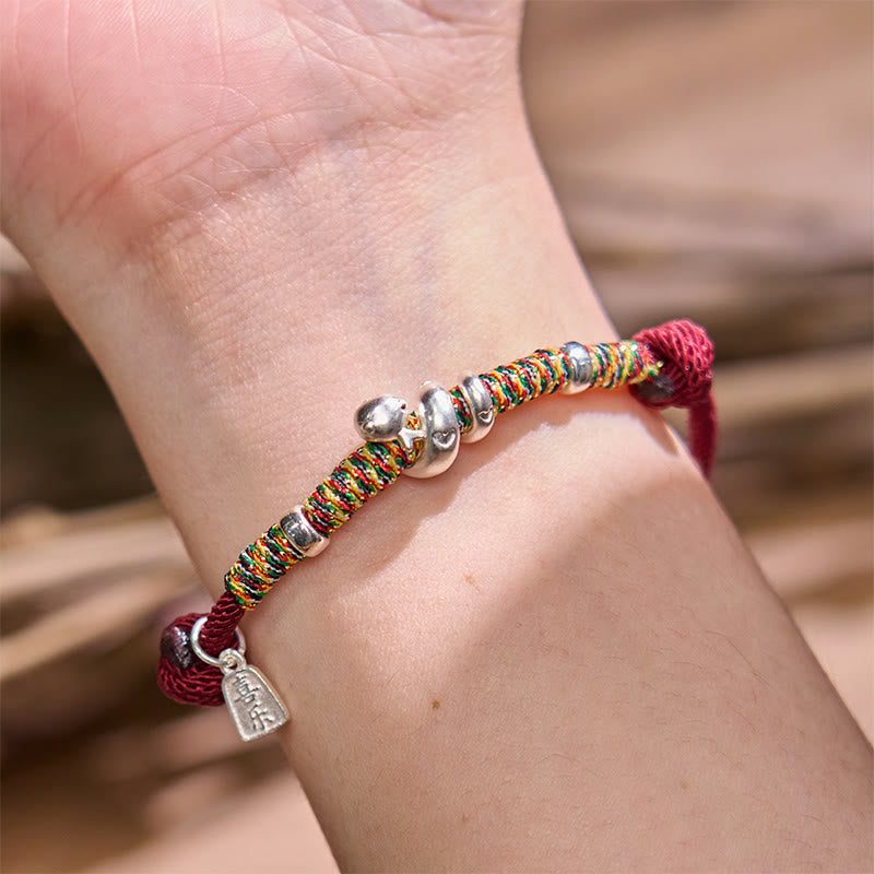 KarmaRipple's 999 Sterling Silver Year Of Snake Red String Happiness Protection Woven Bracelet p10