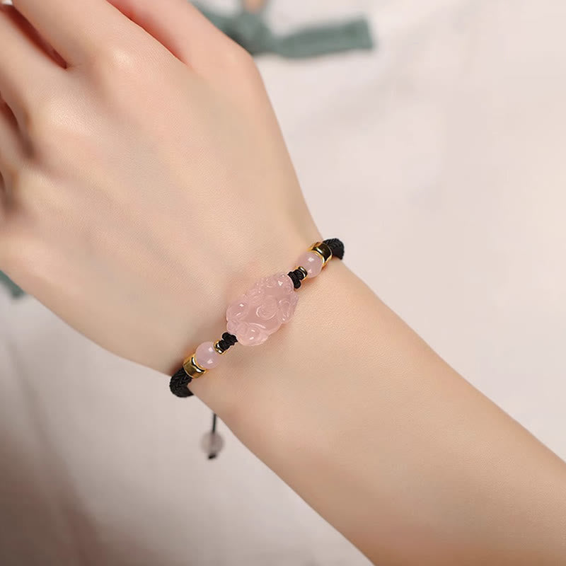 KarmaRipple's PiXiu Pink Gemstone Wealth String Woven Bracelet p15