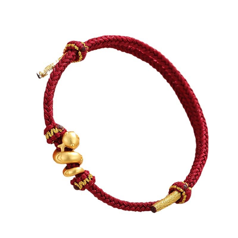 KarmaRipple's Handmade 999 Sterling Silver Golden Year Of Snake Red String Protection Woven Bracelet p11