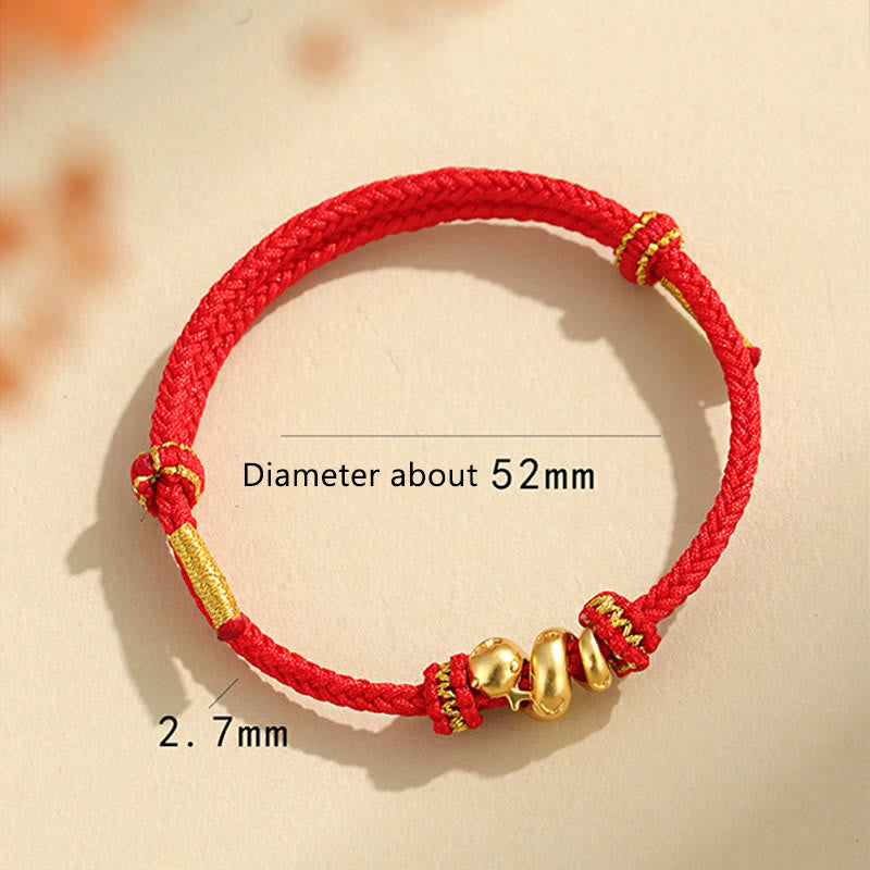 KarmaRipple's Handmade 999 Sterling Silver Golden Year Of Snake Red String Protection Woven Bracelet p15