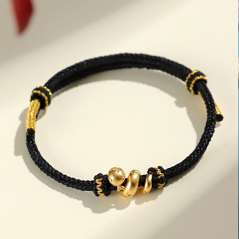 KarmaRipple's Handmade 999 Sterling Silver Golden Year Of Snake Red String Protection Woven Bracelet p20