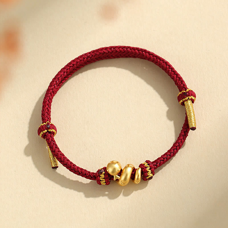 KarmaRipple's Handmade 999 Sterling Silver Golden Year Of Snake Red String Protection Woven Bracelet p1