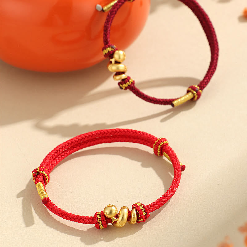 KarmaRipple's Handmade 999 Sterling Silver Golden Year Of Snake Red String Protection Woven Bracelet p5