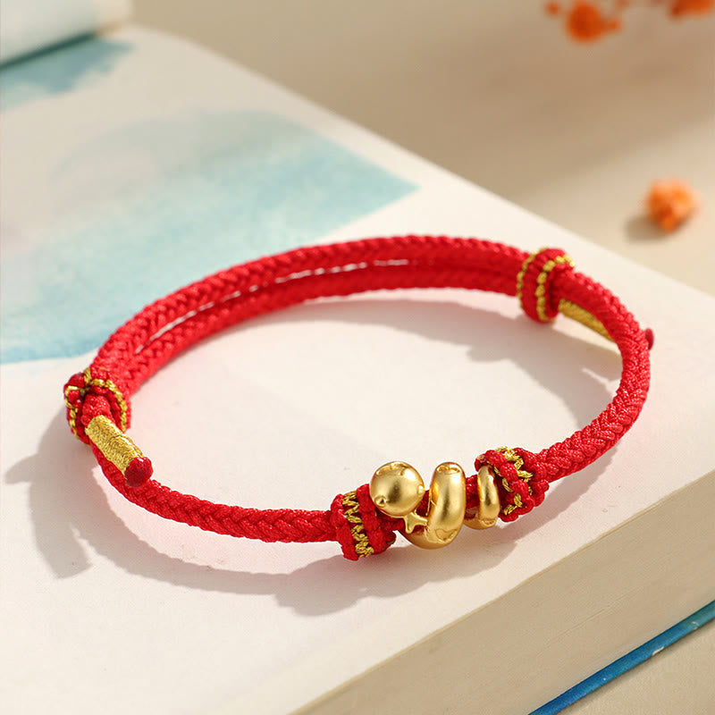 KarmaRipple's Handmade 999 Sterling Silver Golden Year Of Snake Red String Protection Woven Bracelet p14