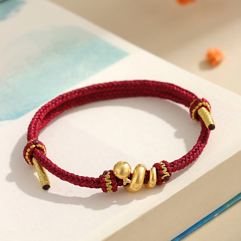 KarmaRipple's Handmade 999 Sterling Silver Golden Year Of Snake Red String Protection Woven Bracelet p7