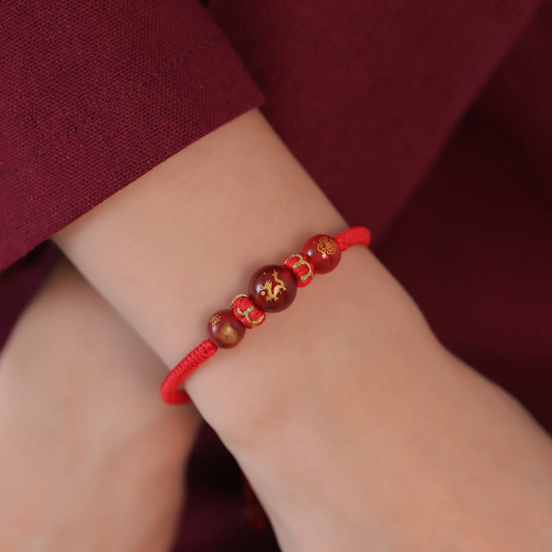 KarmaRipple's Handmade Red Agate Chinese Zodiac Red String Woven Protection Bracelet p22