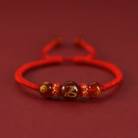 KarmaRipple's Handmade Red Agate Chinese Zodiac Red String Woven Protection Bracelet