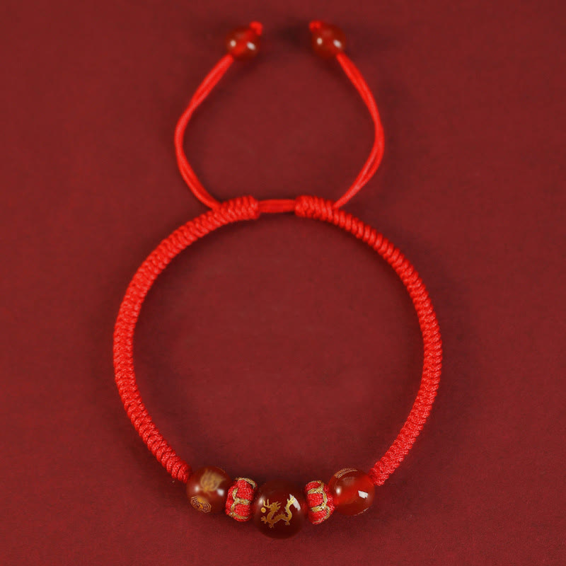 KarmaRipple's Handmade Red Agate Chinese Zodiac Red String Woven Protection Bracelet p20