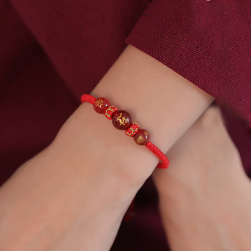 KarmaRipple's Handmade Red Agate Chinese Zodiac Red String Woven Protection Bracelet p23