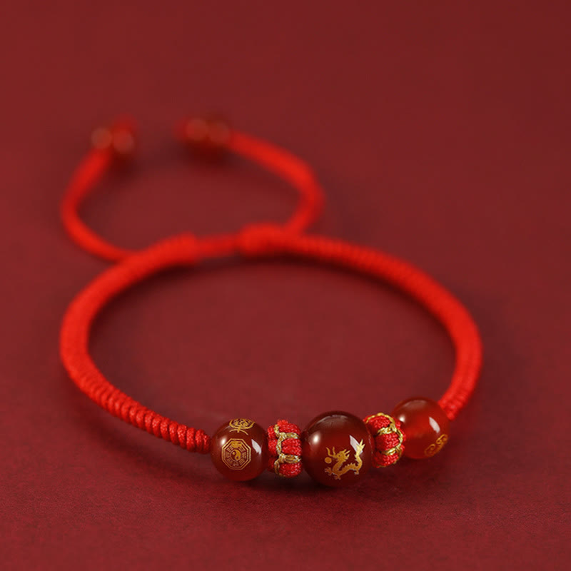 KarmaRipple's Handmade Red Agate Chinese Zodiac Red String Woven Protection Bracelet p19