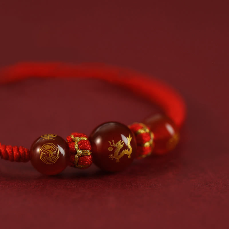 KarmaRipple's Handmade Red Agate Chinese Zodiac Red String Woven Protection Bracelet p26
