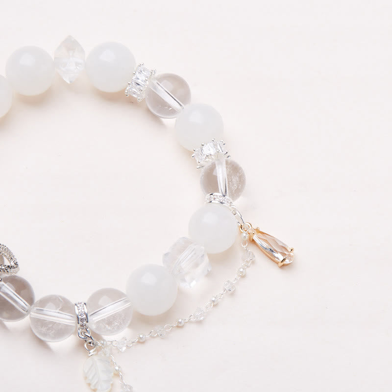 KarmaRipple's Ivory Gemstone Ivory Jade Bead Snake Fortune Bracelet p9
