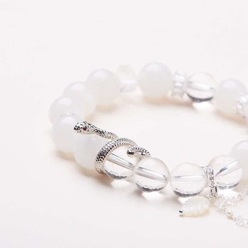 KarmaRipple's Ivory Gemstone Ivory Jade Bead Snake Fortune Bracelet p8