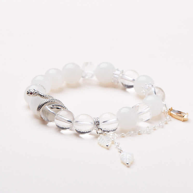 KarmaRipple's Ivory Gemstone Ivory Jade Bead Snake Fortune Bracelet p2