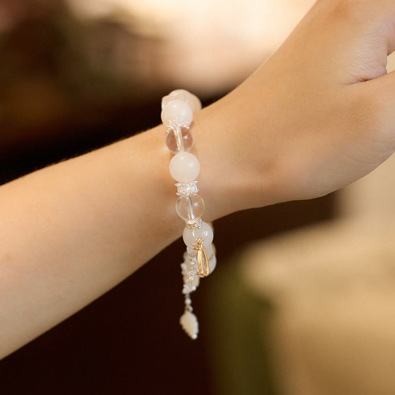 KarmaRipple's Ivory Gemstone Ivory Jade Bead Snake Fortune Bracelet p3