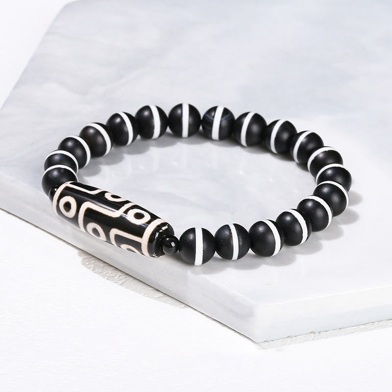 KarmaRipple's Tibetan Nine-eye Dzi Bead Authentic Sandalwood Ivory Cat's Eye Agate Power Protection Bracelet p29