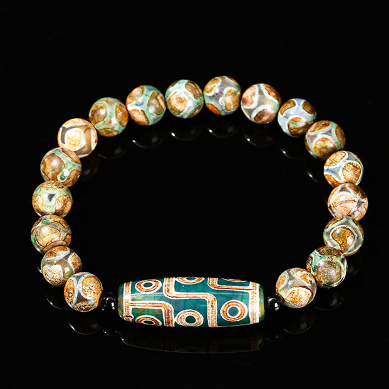 KarmaRipple's Tibetan Nine-eye Dzi Bead Authentic Sandalwood Ivory Cat's Eye Agate Power Protection Bracelet p16