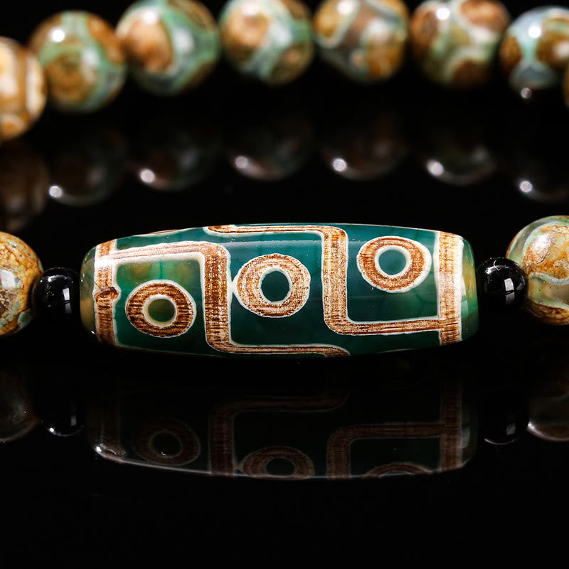 KarmaRipple's Tibetan Nine-eye Dzi Bead Authentic Sandalwood Ivory Cat's Eye Agate Power Protection Bracelet p14