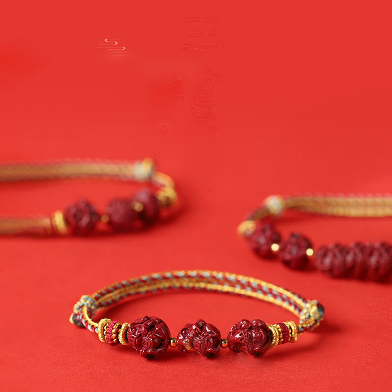 KarmaRipple's Handmade Red String Cinnabar Chinese Zodiac Woven Blessing Bracelet p9