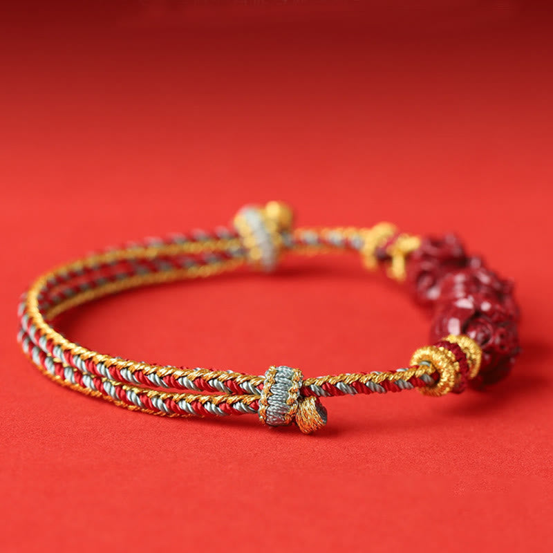 KarmaRipple's Handmade Red String Cinnabar Chinese Zodiac Woven Blessing Bracelet p12